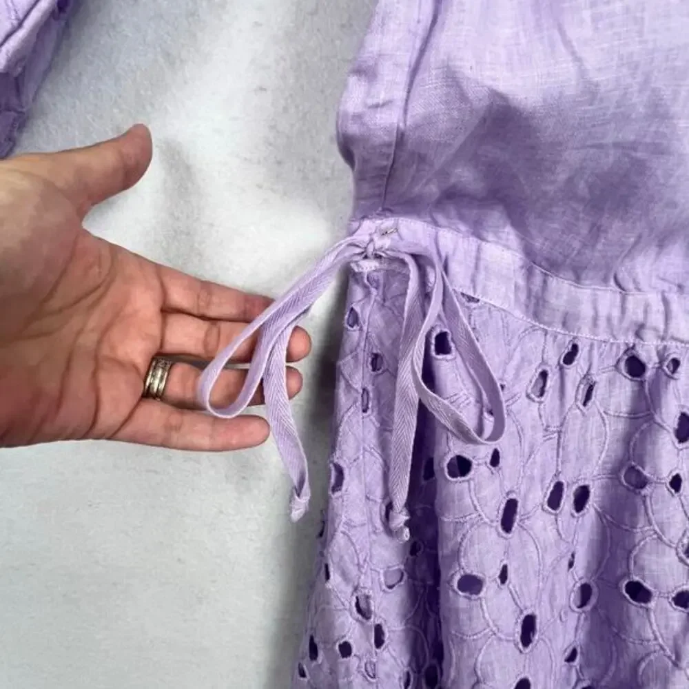 Guess Womens S Mini Dress Lavender Linen Eyelet Embroidered Romantic‎ Fairy